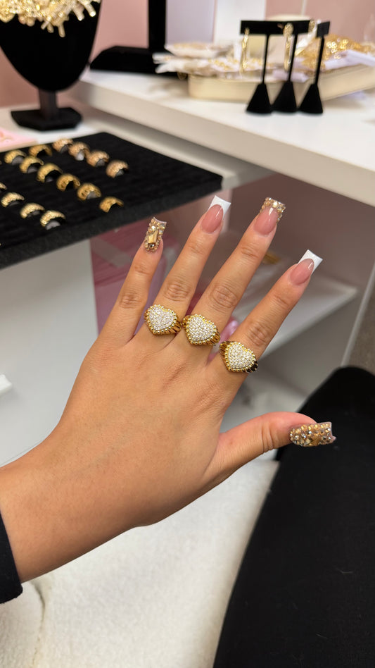Chunky White Heart Ring