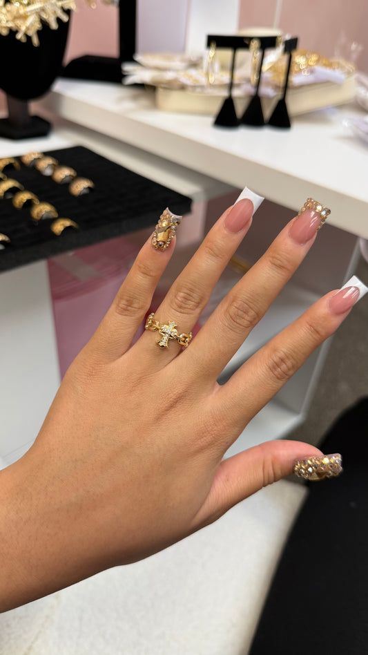 Adjustable Bling x Clover Ring