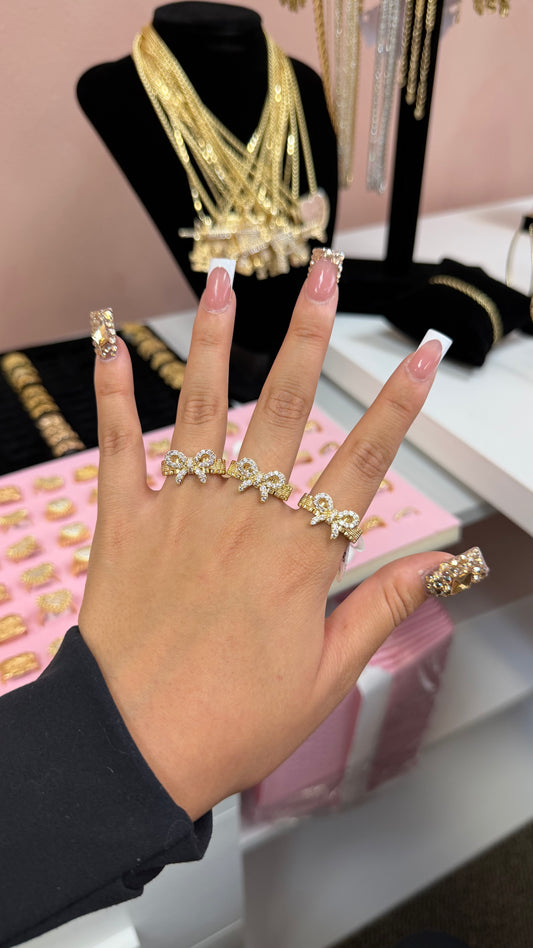 White Bling Bow Ring
