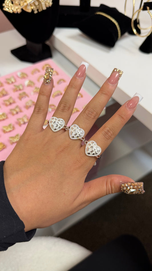 Silver Nugget Heart Ring