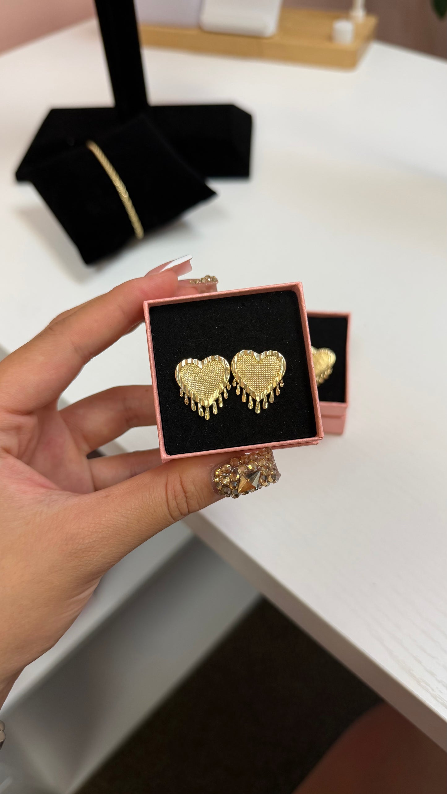 Gold Heart Drip Earrings