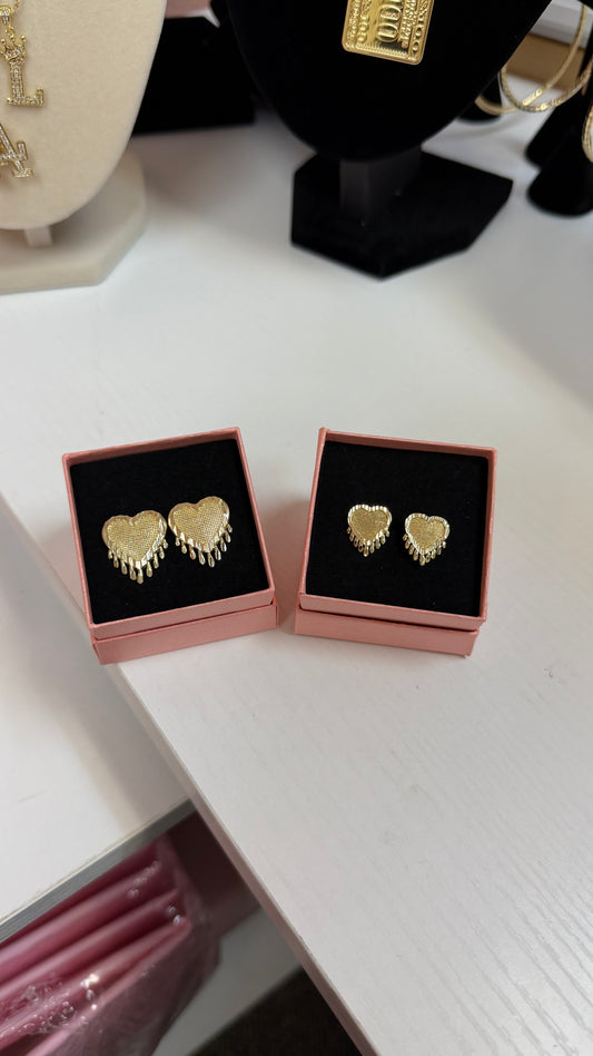 Gold Heart Drip Earrings