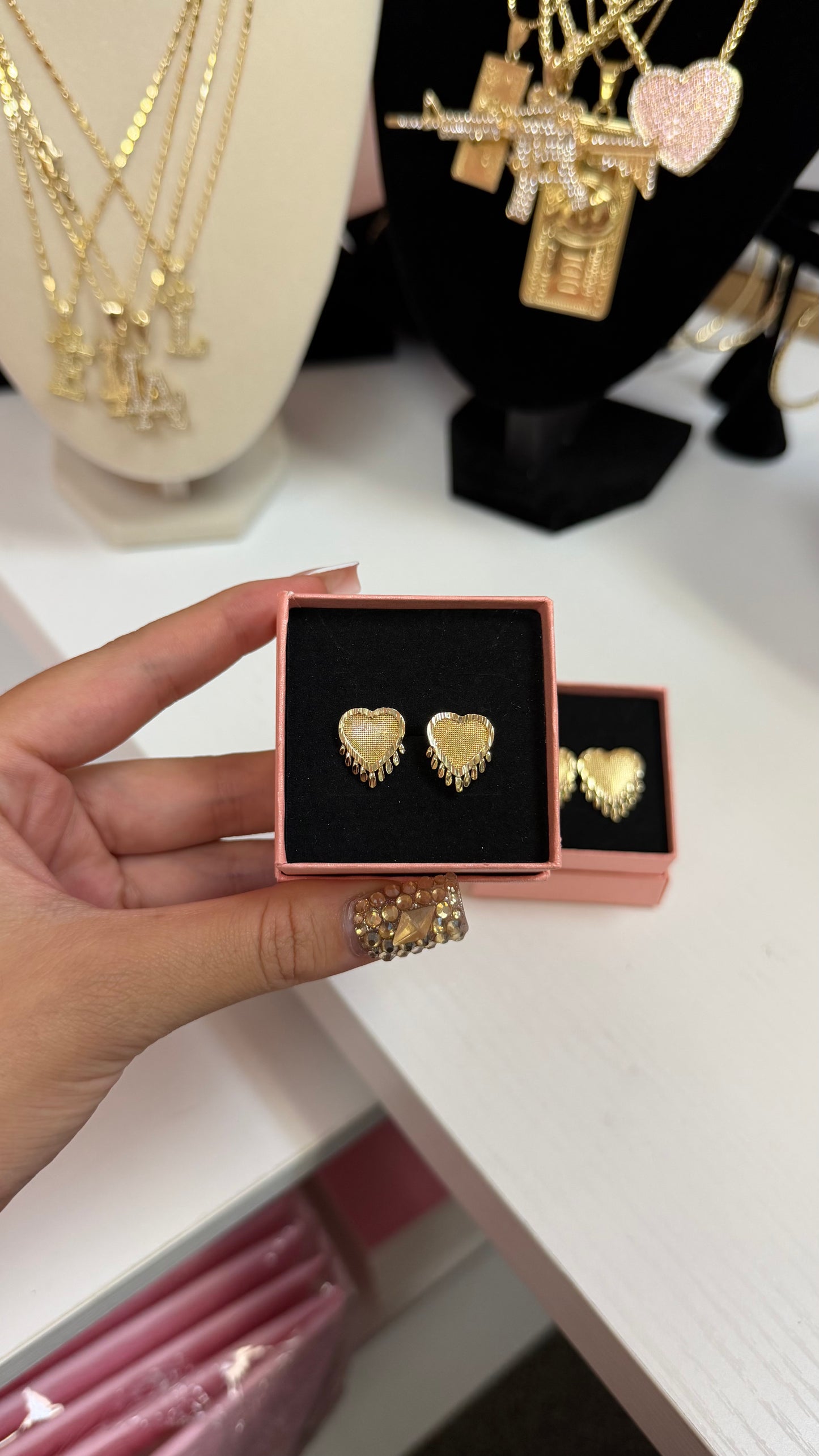 Gold Heart Drip Earrings