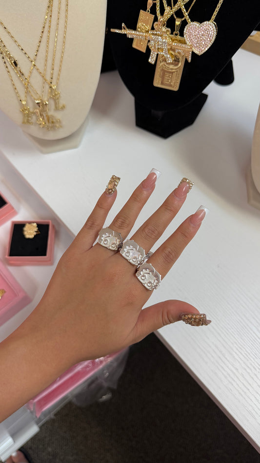 Betty B Silver Face Ring