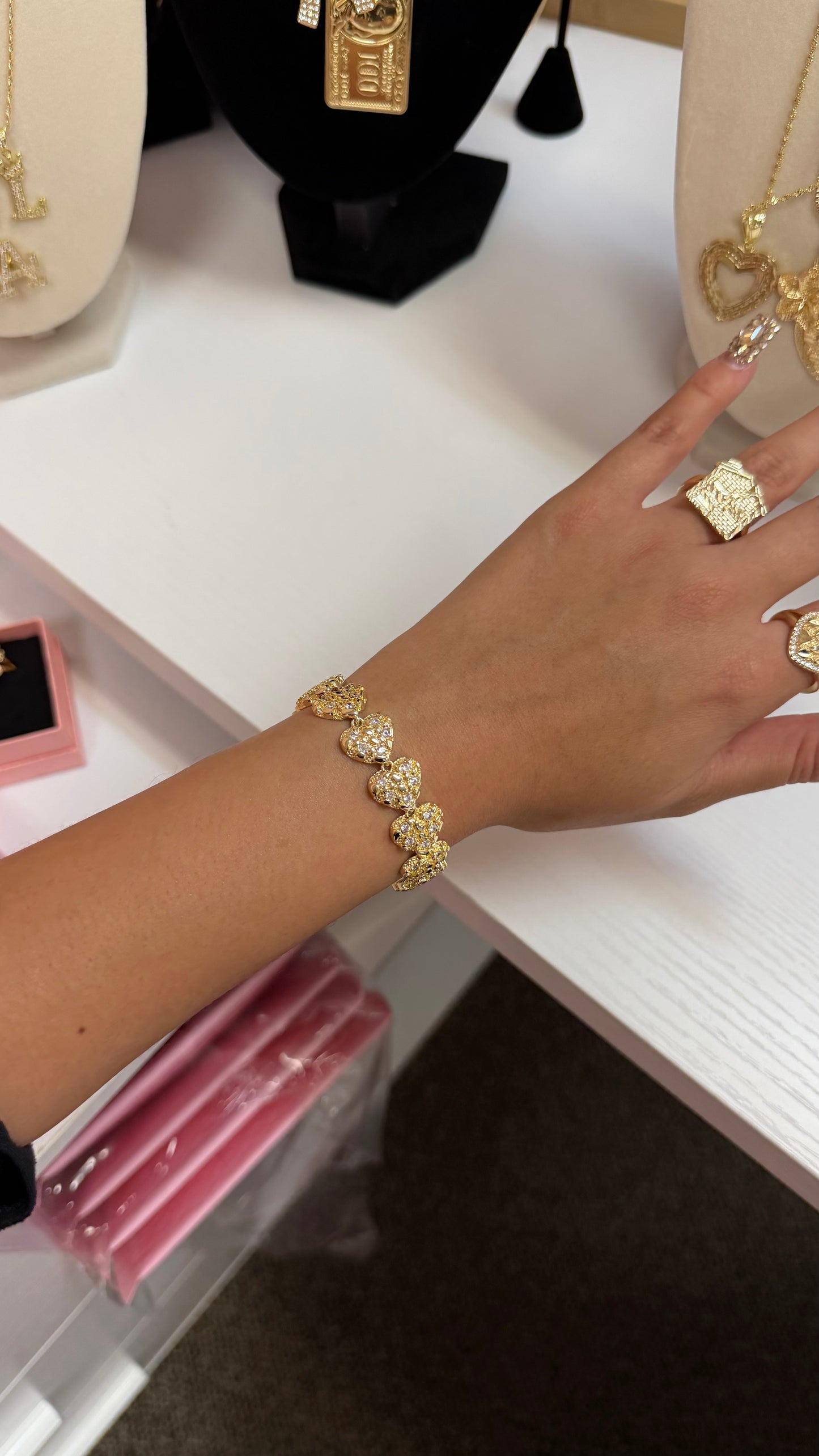 Bling Nugget Heart Bracelet