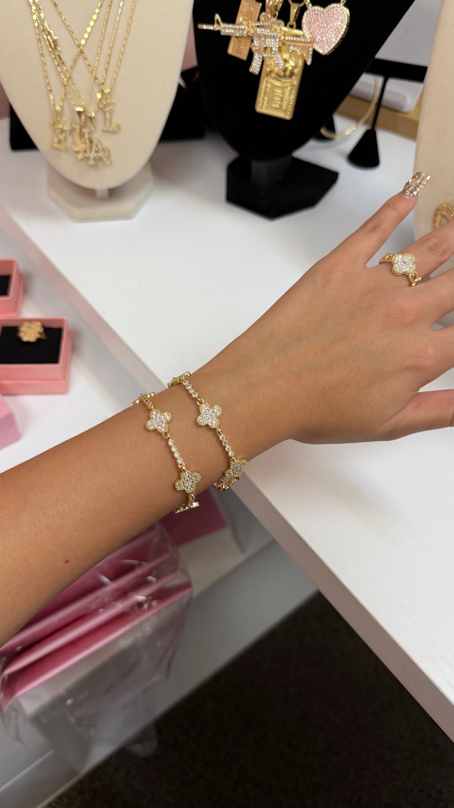 Gold Bling Clover Bracelet