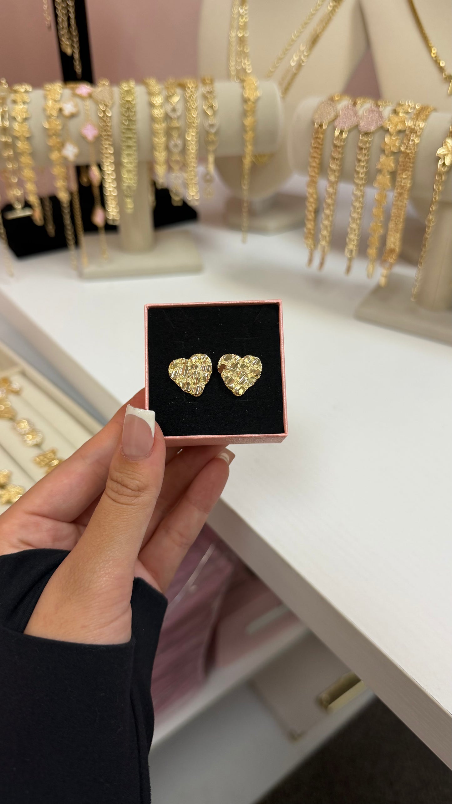 Flat Nugget Heart Earrings