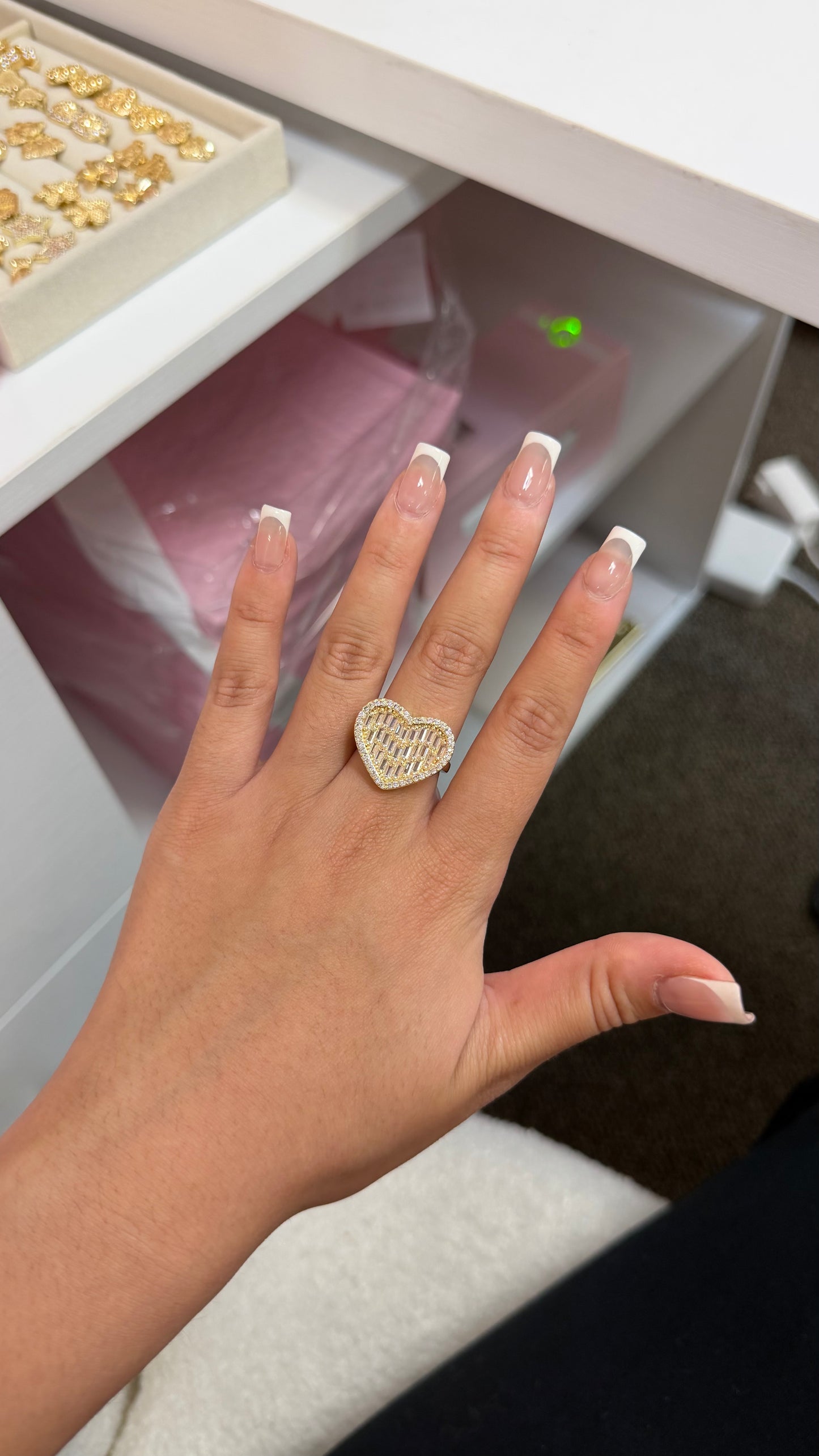 XL White Heart Ring