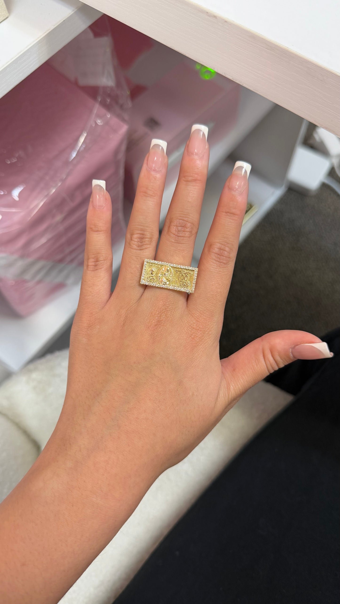 Bling $100 Bill Ring