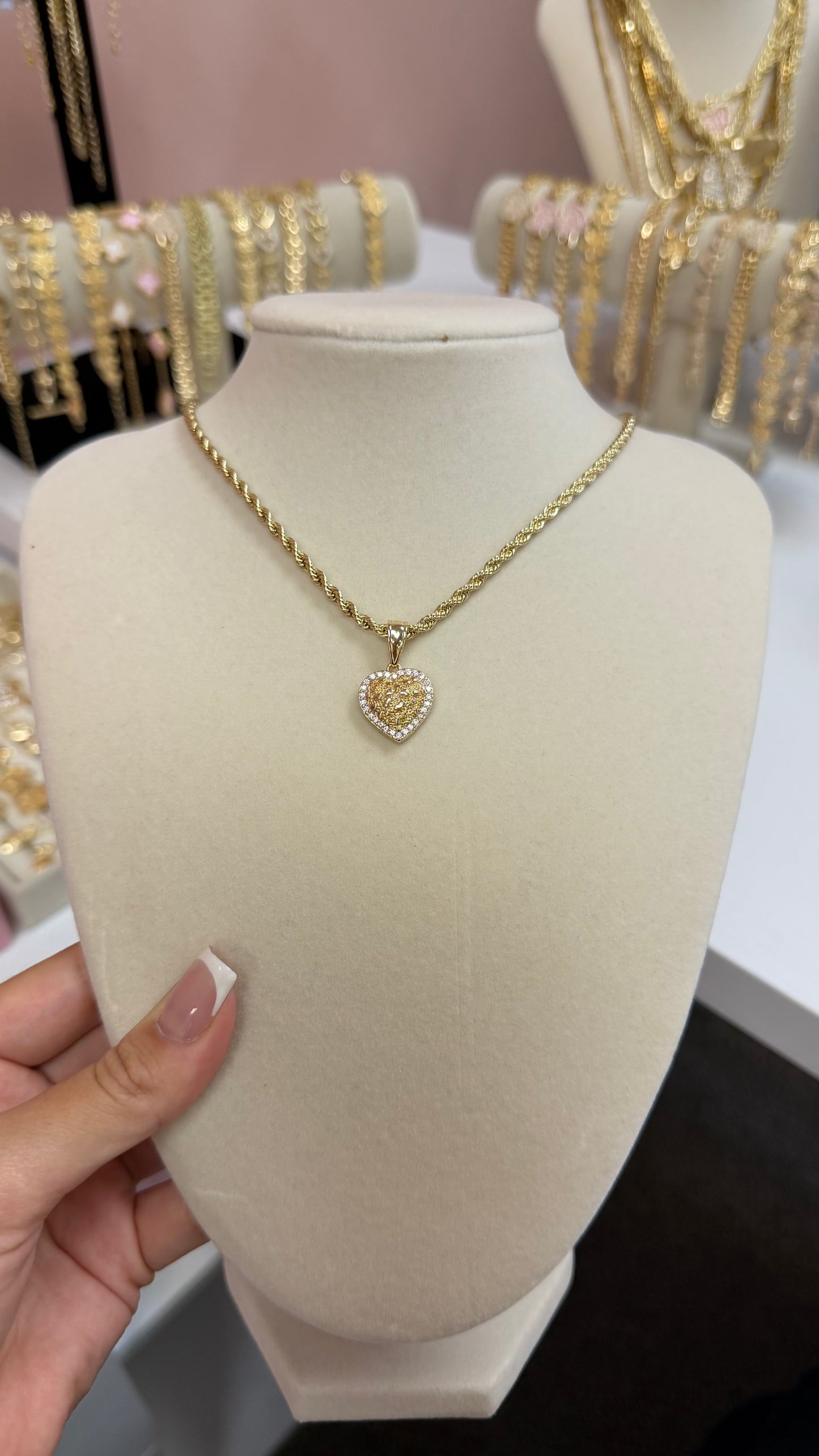 Nugget Heart Bling Necklace