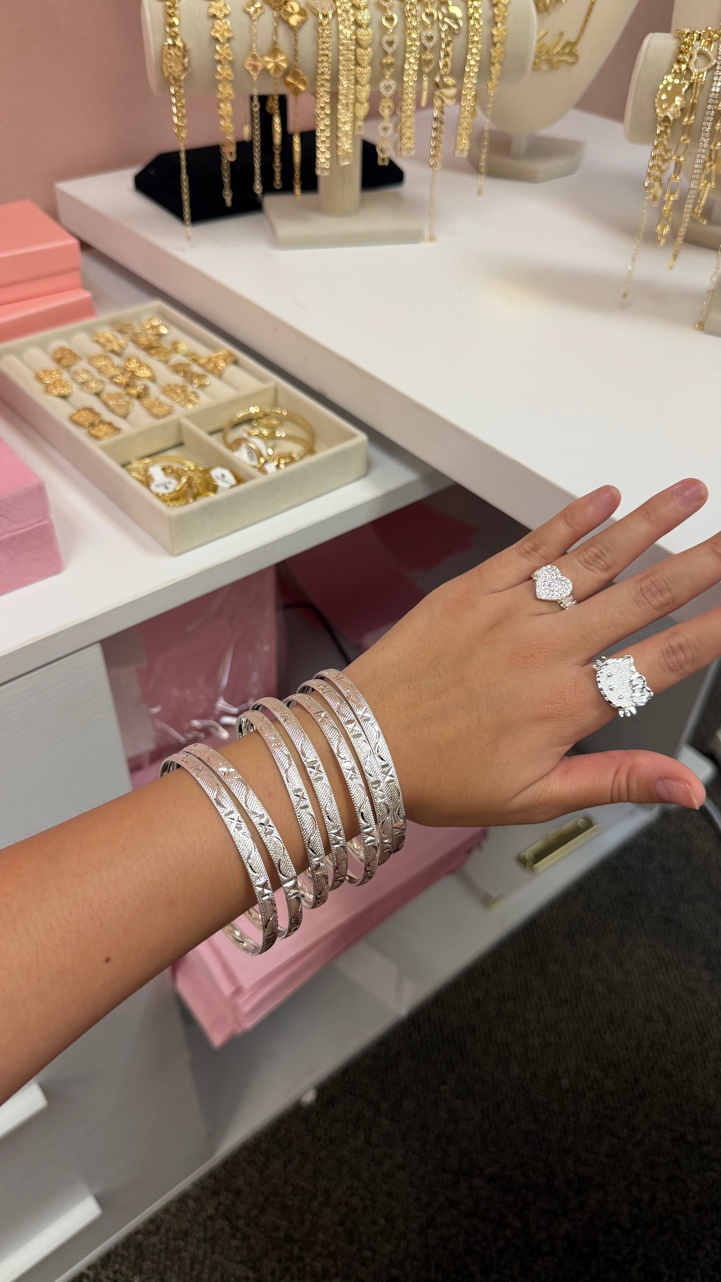Silver Bangles (7 Pack)