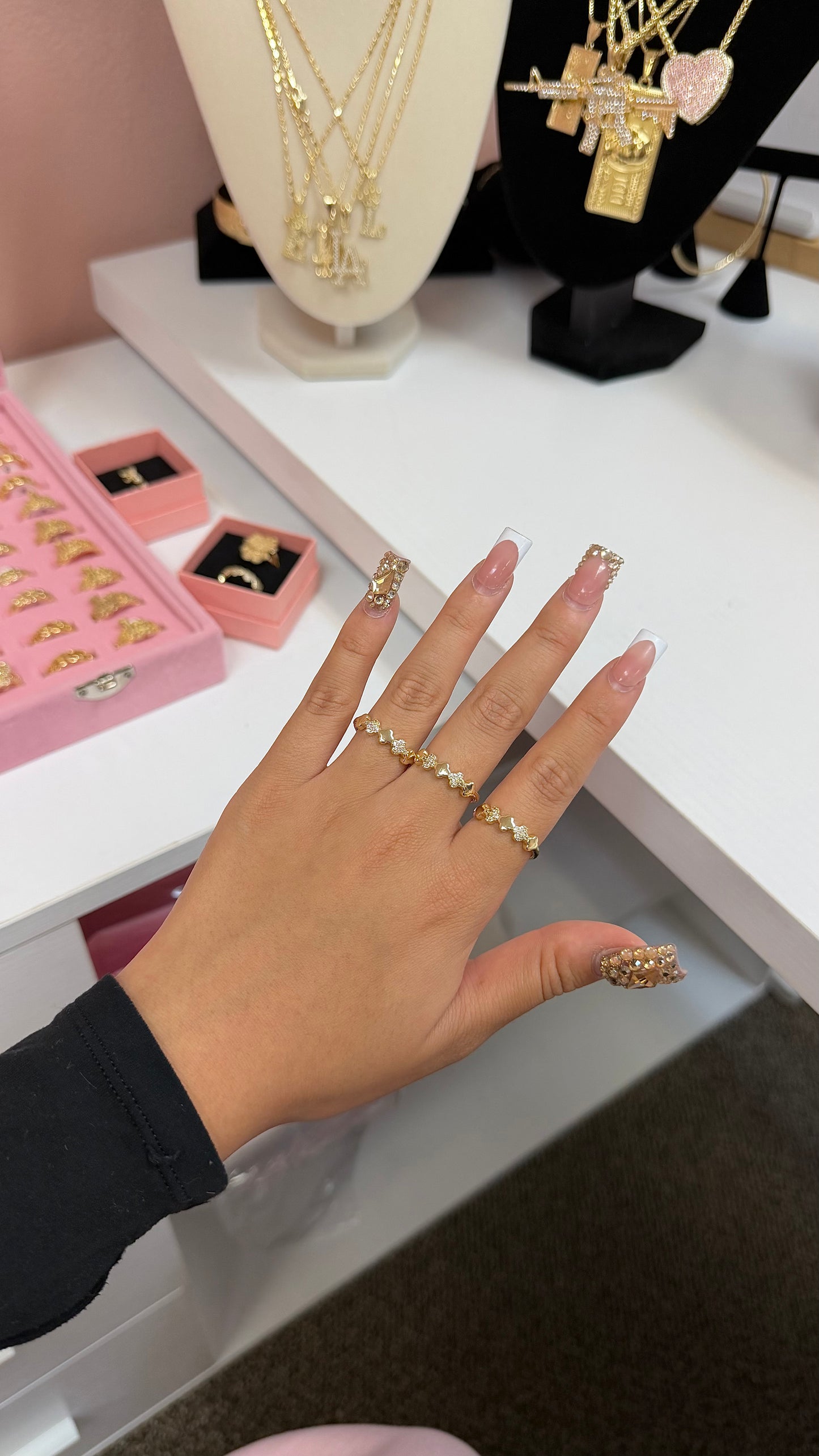 Adjustable Bling x Clover Ring